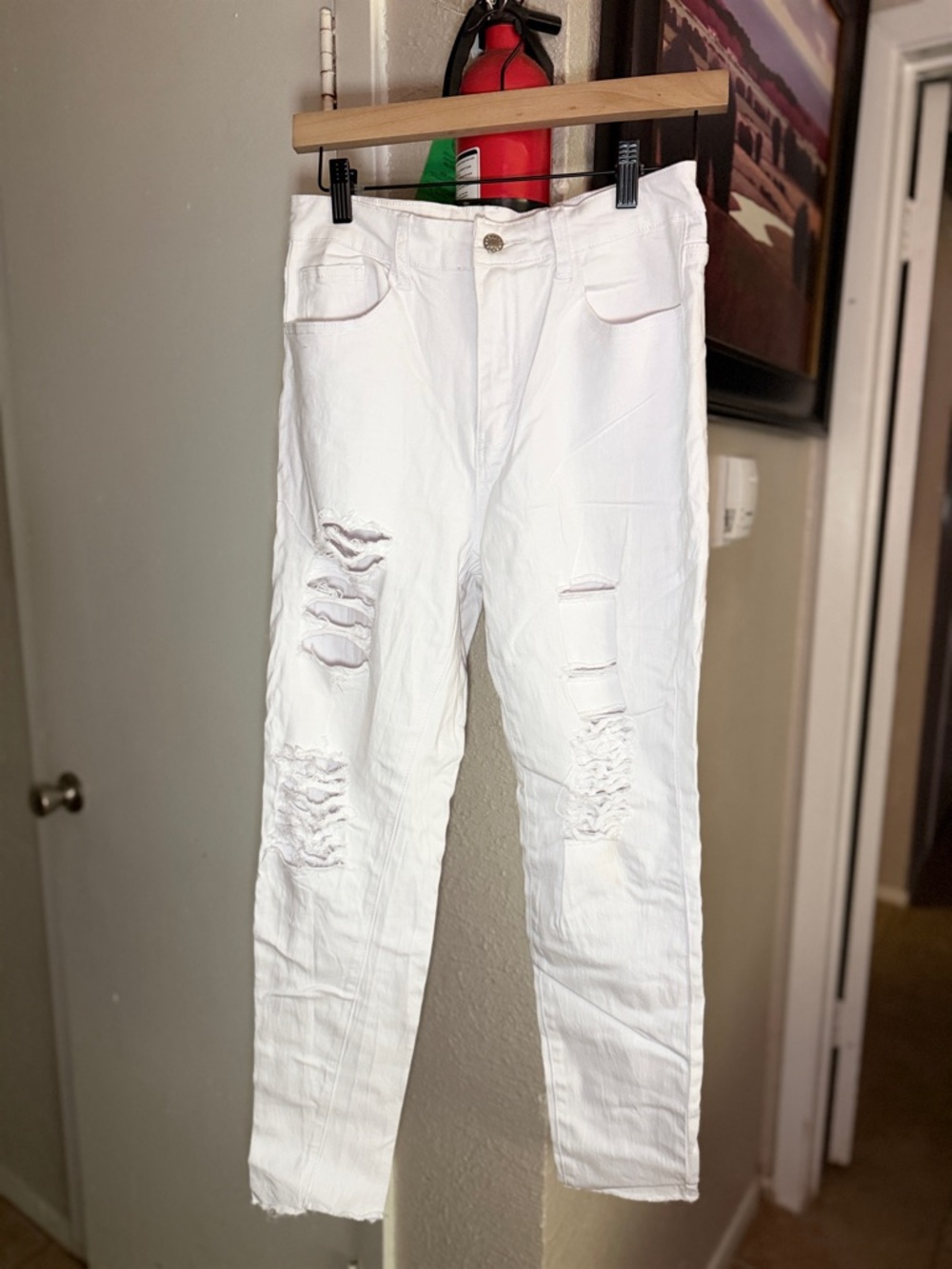 Fashion Nova White Distressed Skinny Jeans